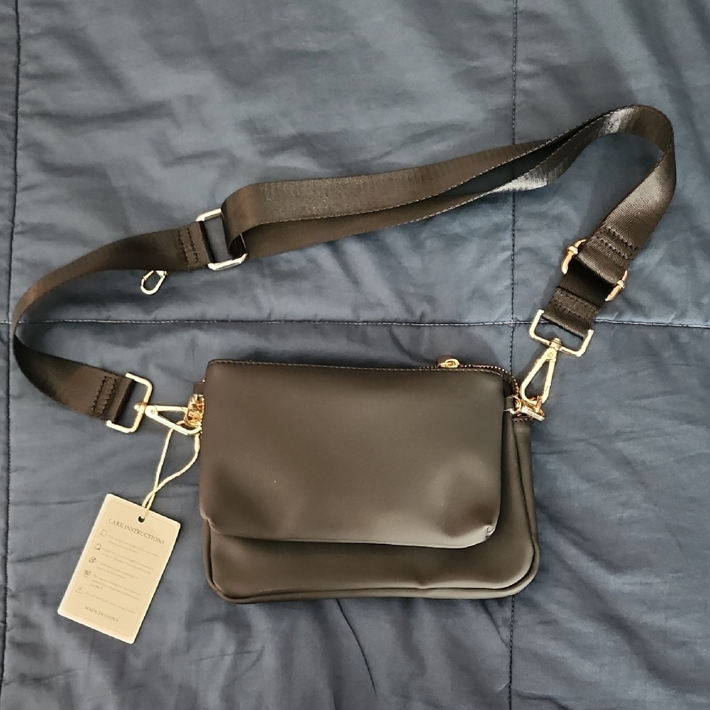 Black Mini Crossbody Bag with Adjustable Strap